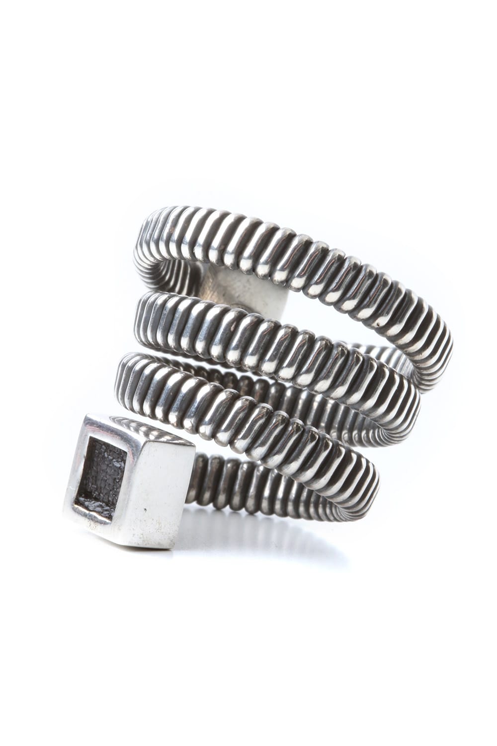 Leather Motif Spiral Ring