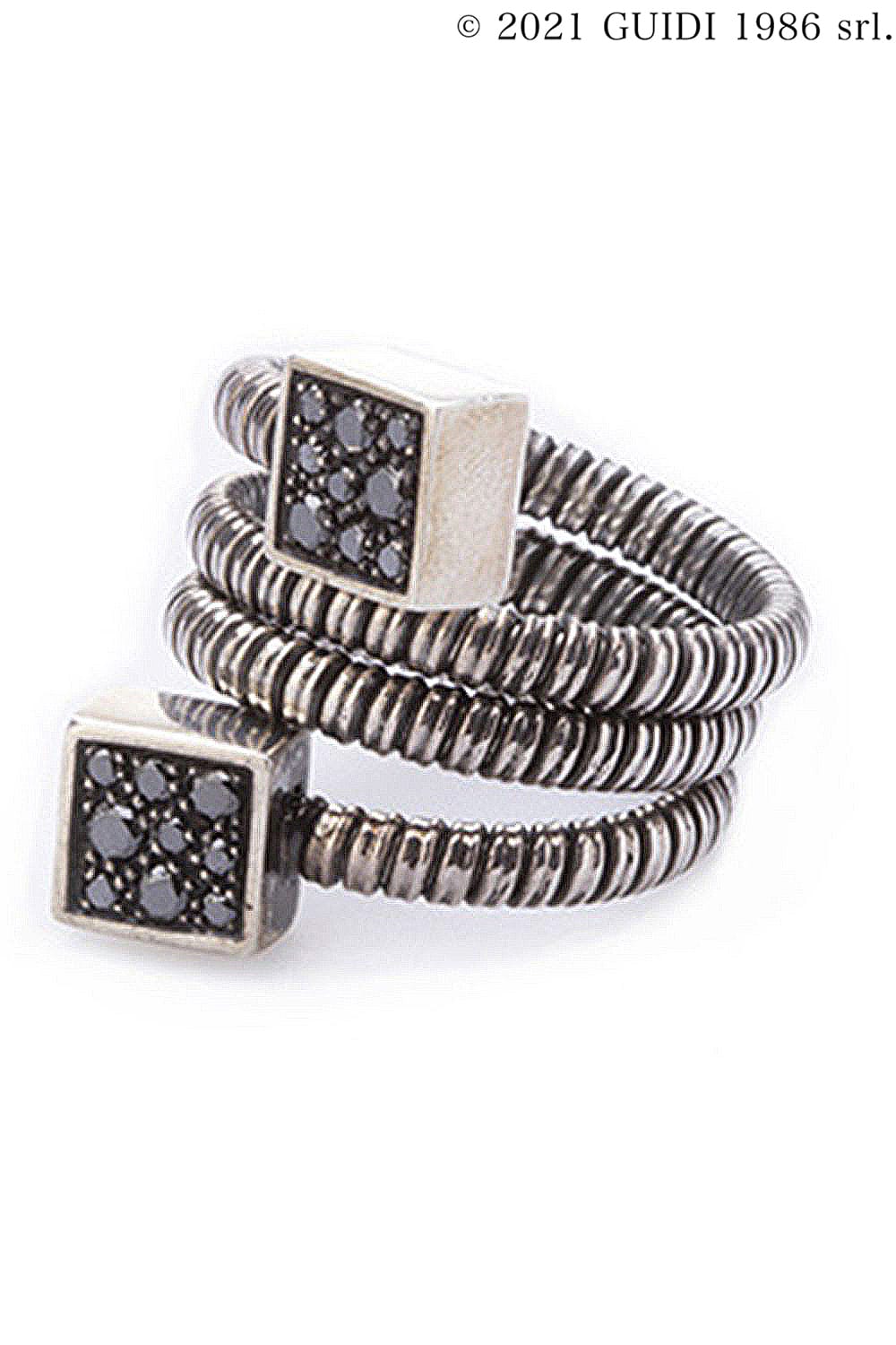 G-AN07DN - スクエア ブラックダイヤモンド モチーフ リング