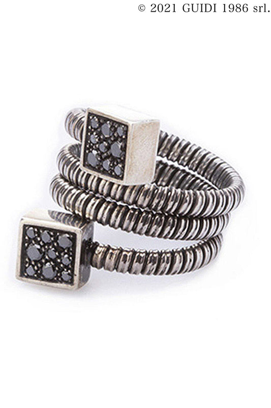 G-AN07DN - Square Black Diamond Motif Ring