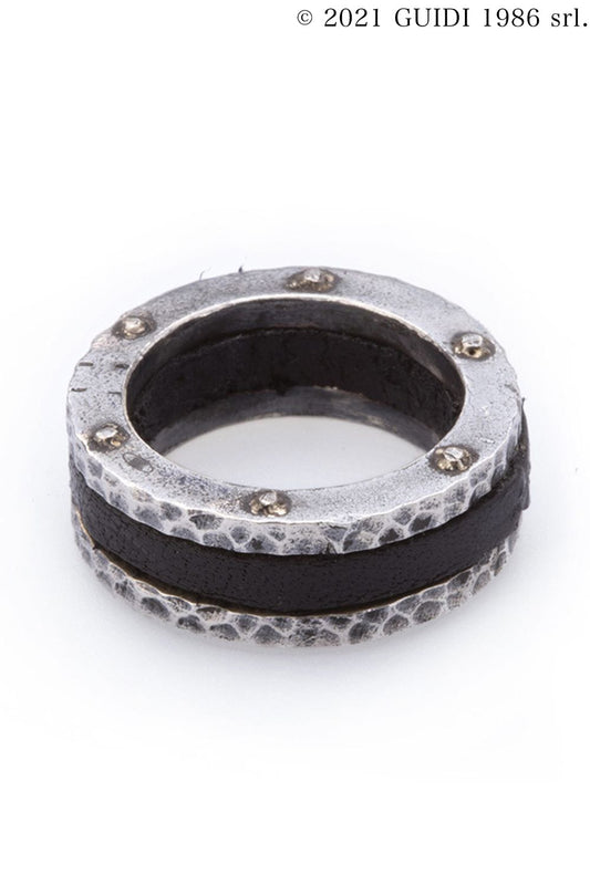 G-AN17 - Round Leather × Silver Motif Ring