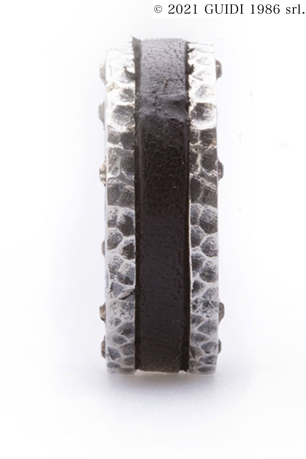 G-AN17 - Round Leather × Silver Motif Ring