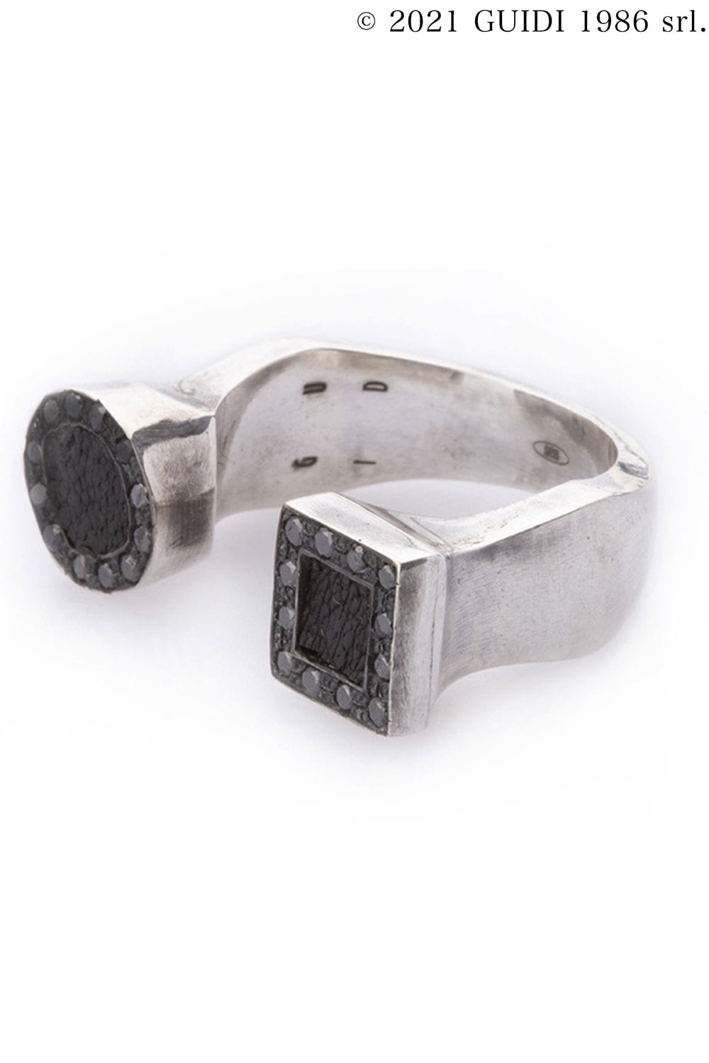 G-AN19DN - Square x Round Black Diamond Motif Ring
