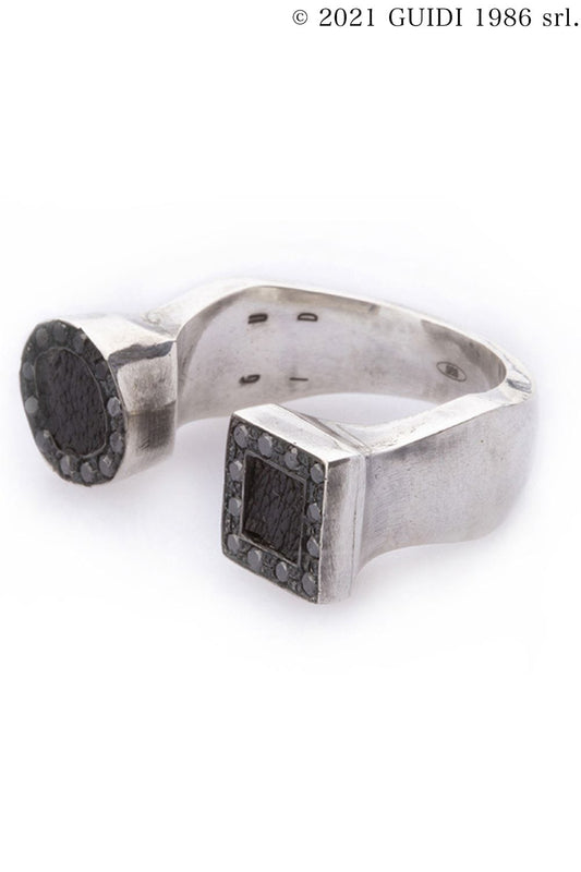 G-AN19DN - Square x Round Black Diamond Motif Ring
