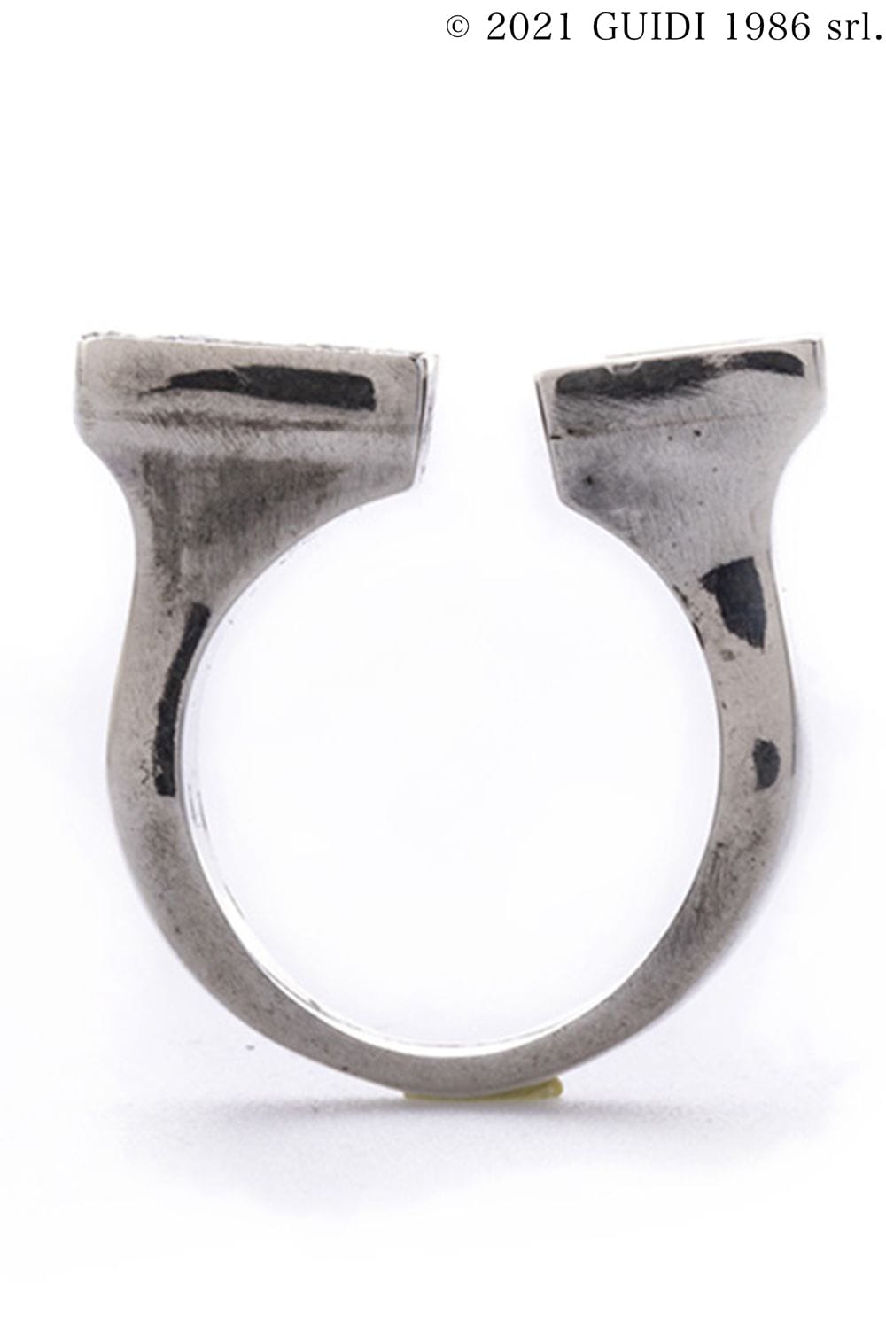 G-AN20DN - Square Black Diamond x Leather Motif Ring