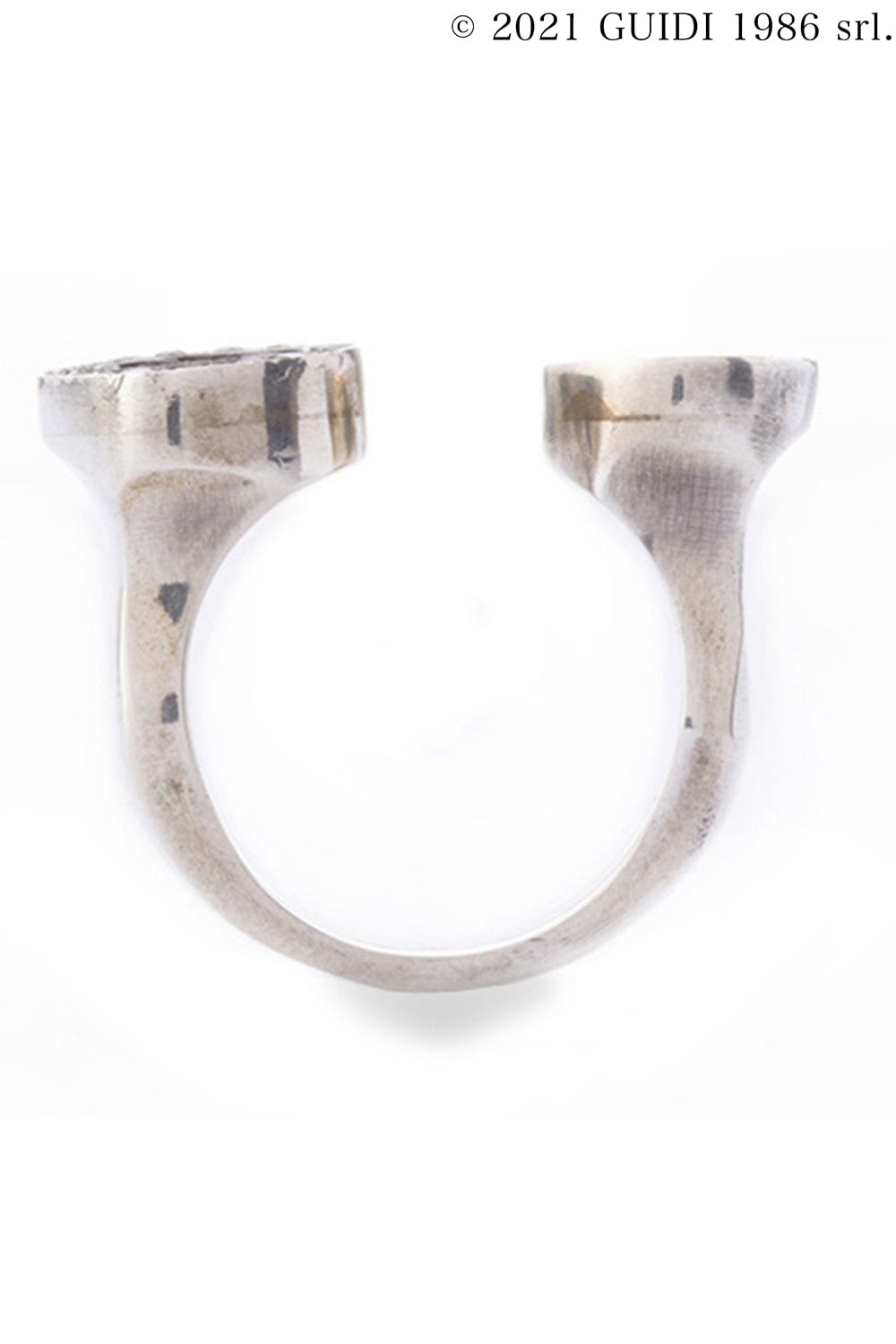 G-AN21DN - Round Black Diamond/Leather Motif Ring