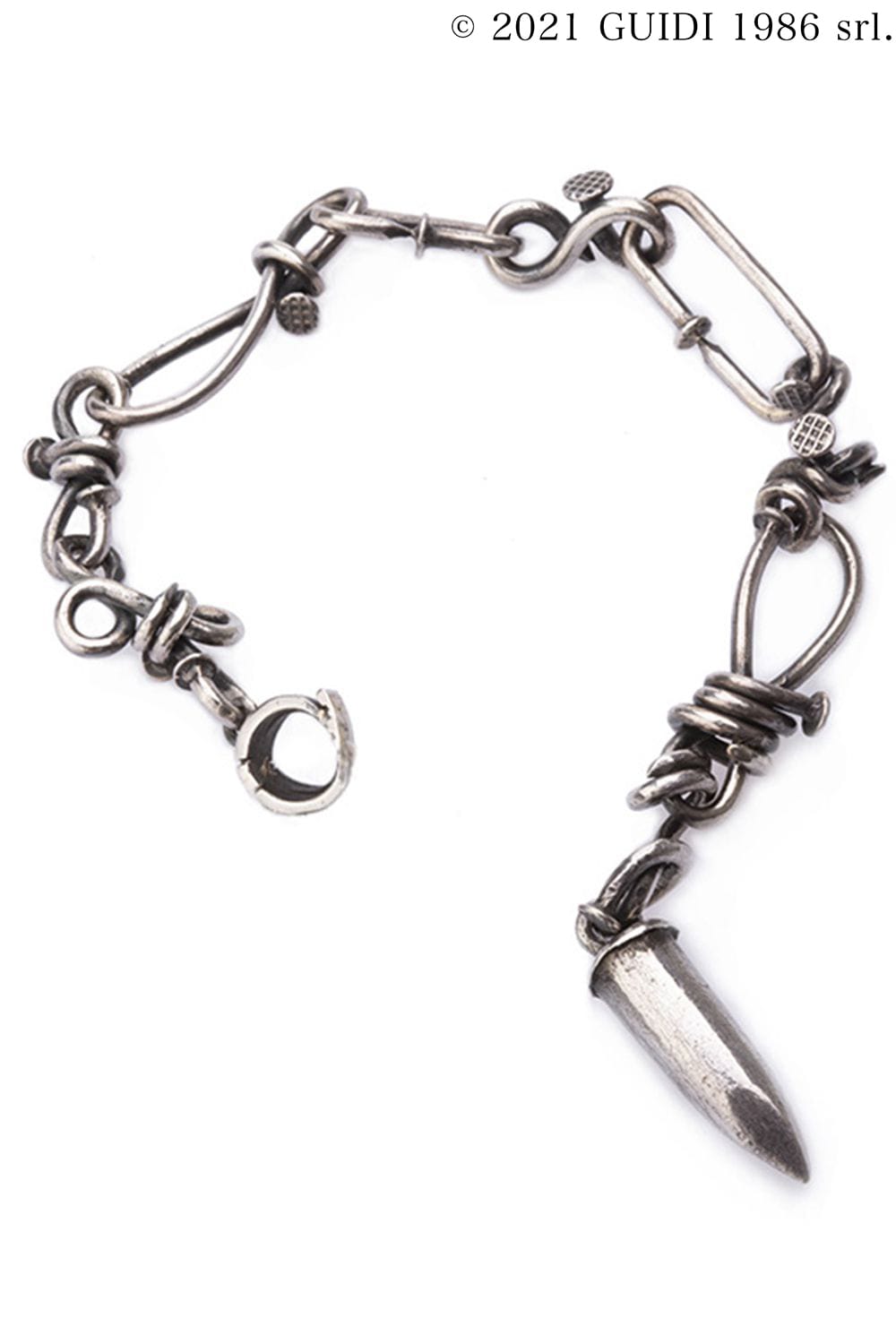 G-BR11 - Twisted Nails Silver Blacelet