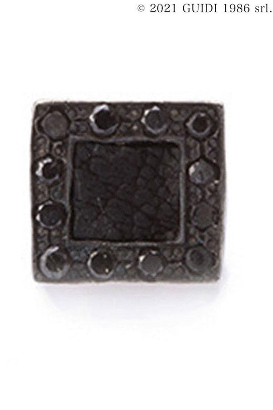 G-OR02DN_NANO - Leather Motif Black Diamond Square Pierce