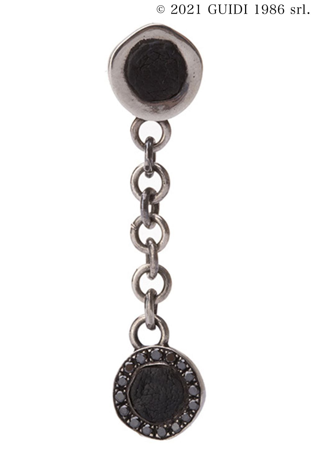 G-OR05 - Round Leather x Black Diamond Chain Pierce