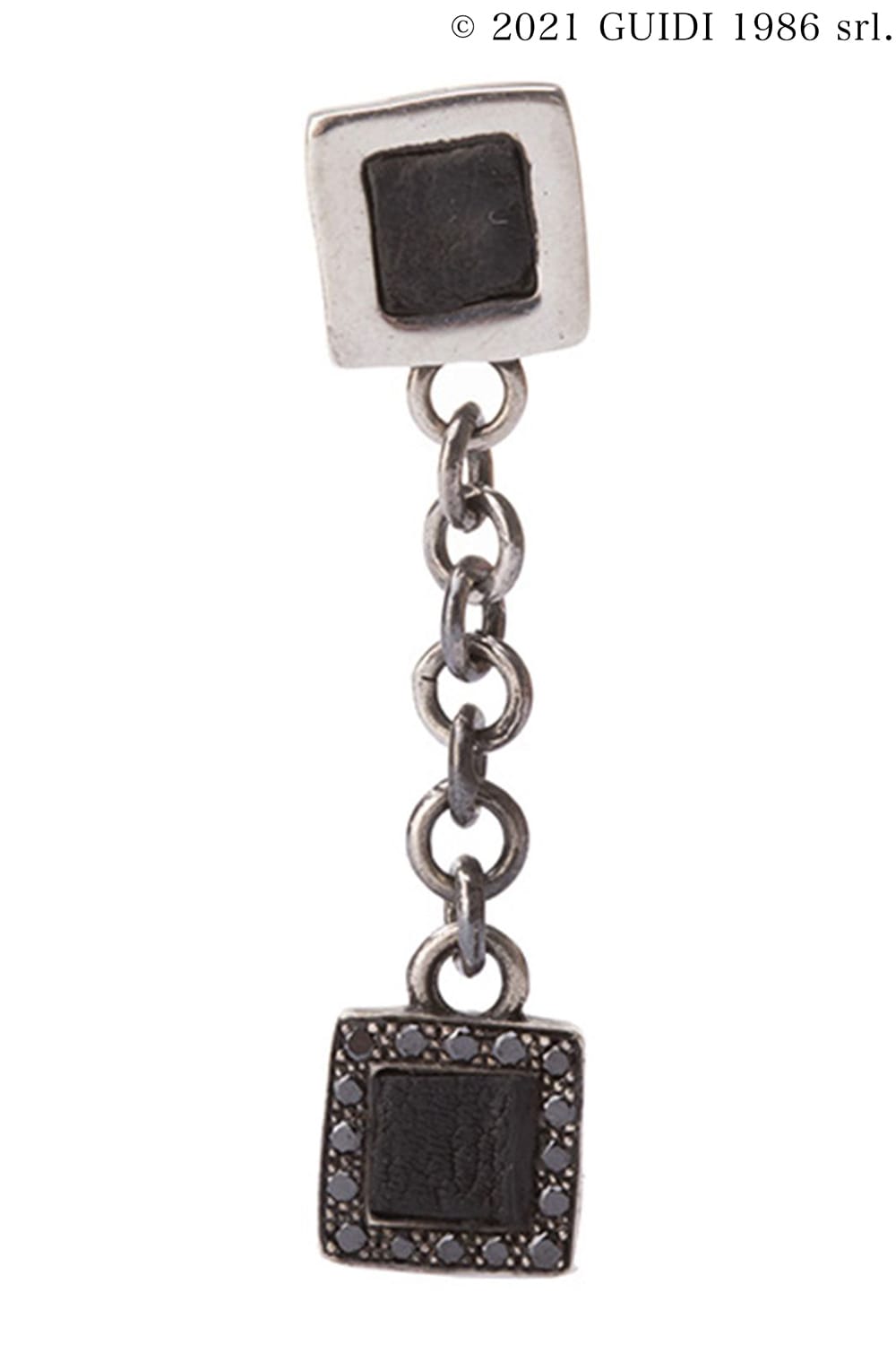 G-OR06 - Square Leather x Black Diamond Chain Pierce