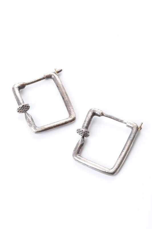 Squared Nails Silver Earring