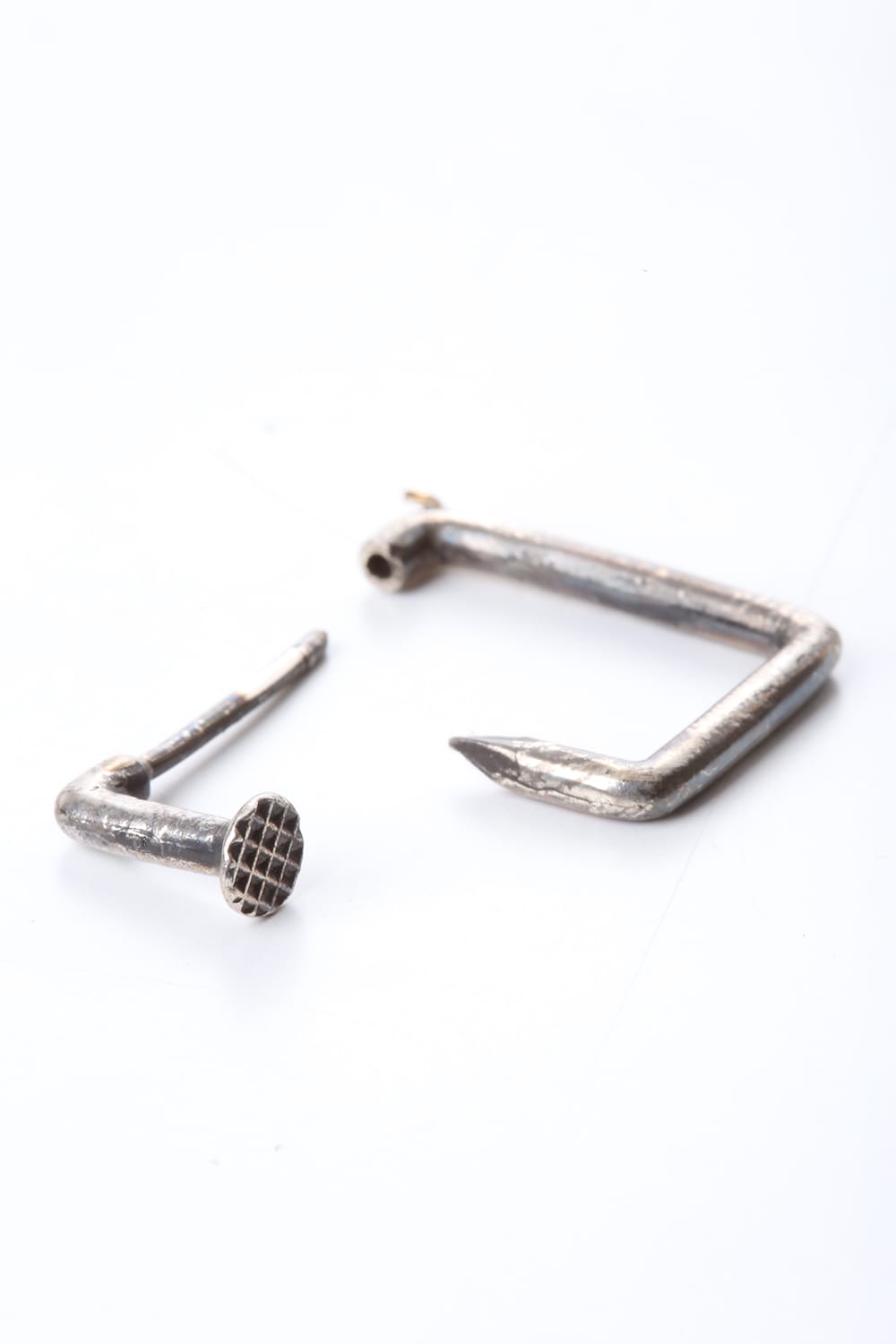 Squared Nails Silver Earring