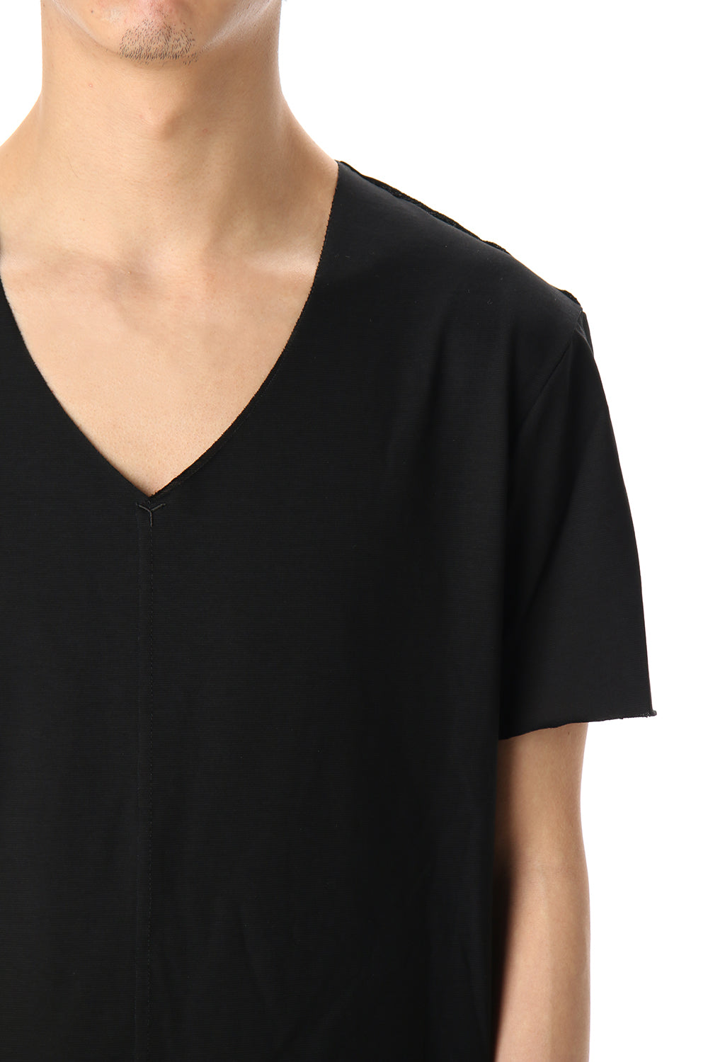 Layered cutsew V-neck - Black