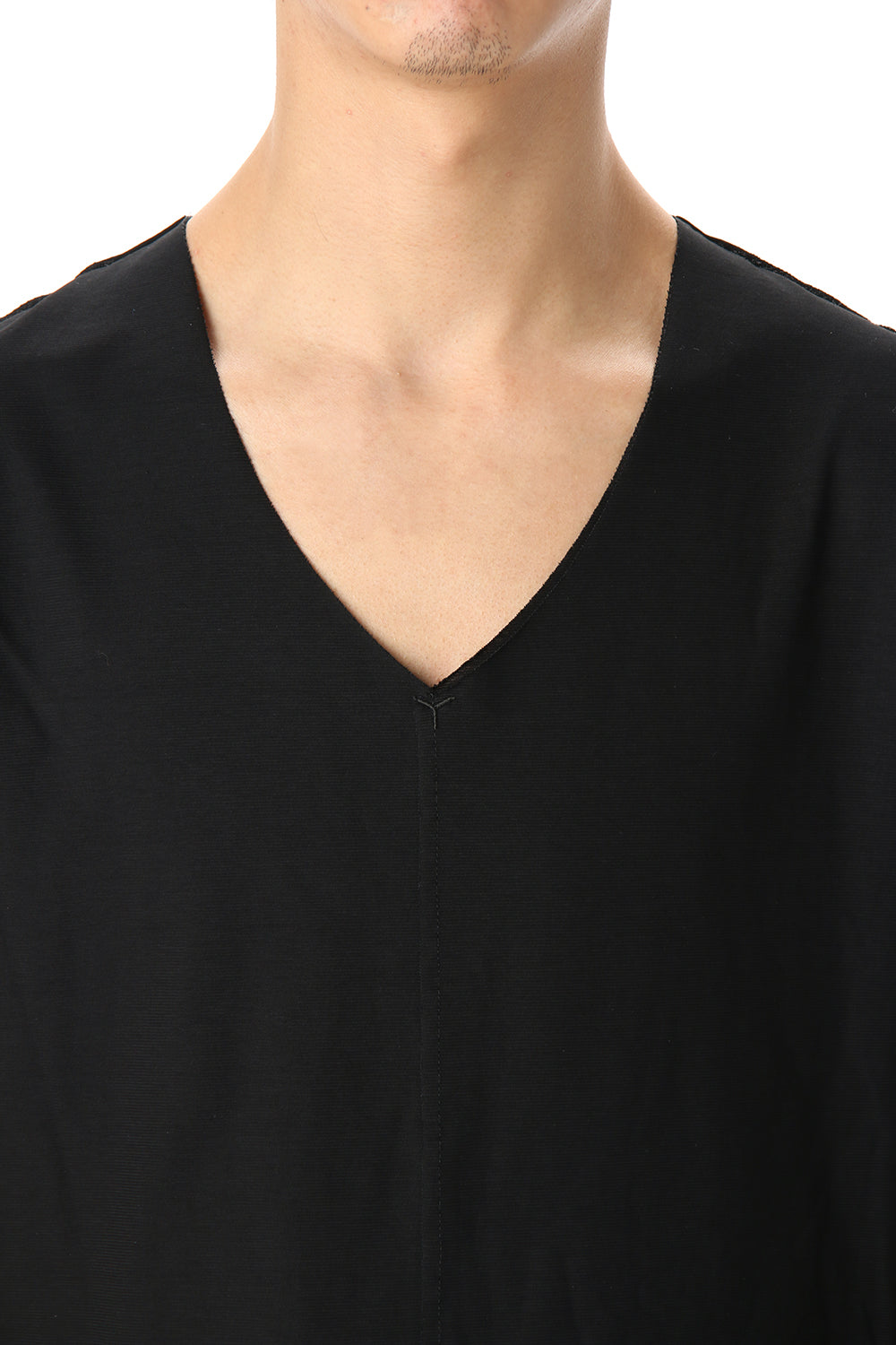 Layered cutsew V-neck - Black