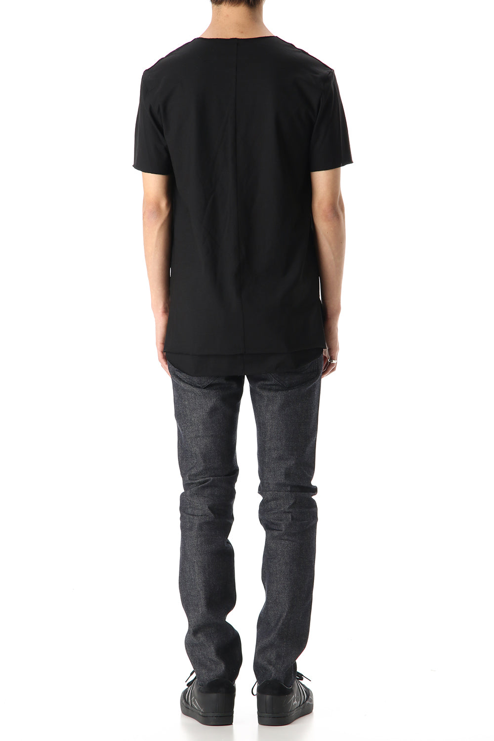 Layered cutsew V-neck - Black