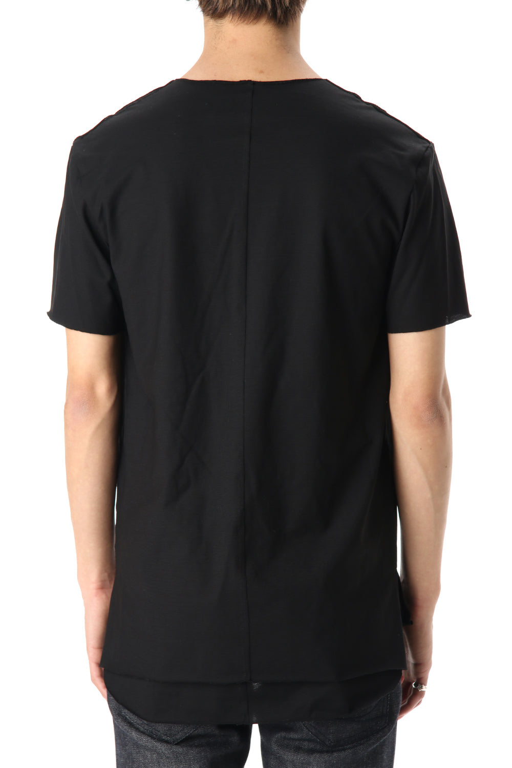 Layered cutsew V-neck - Black
