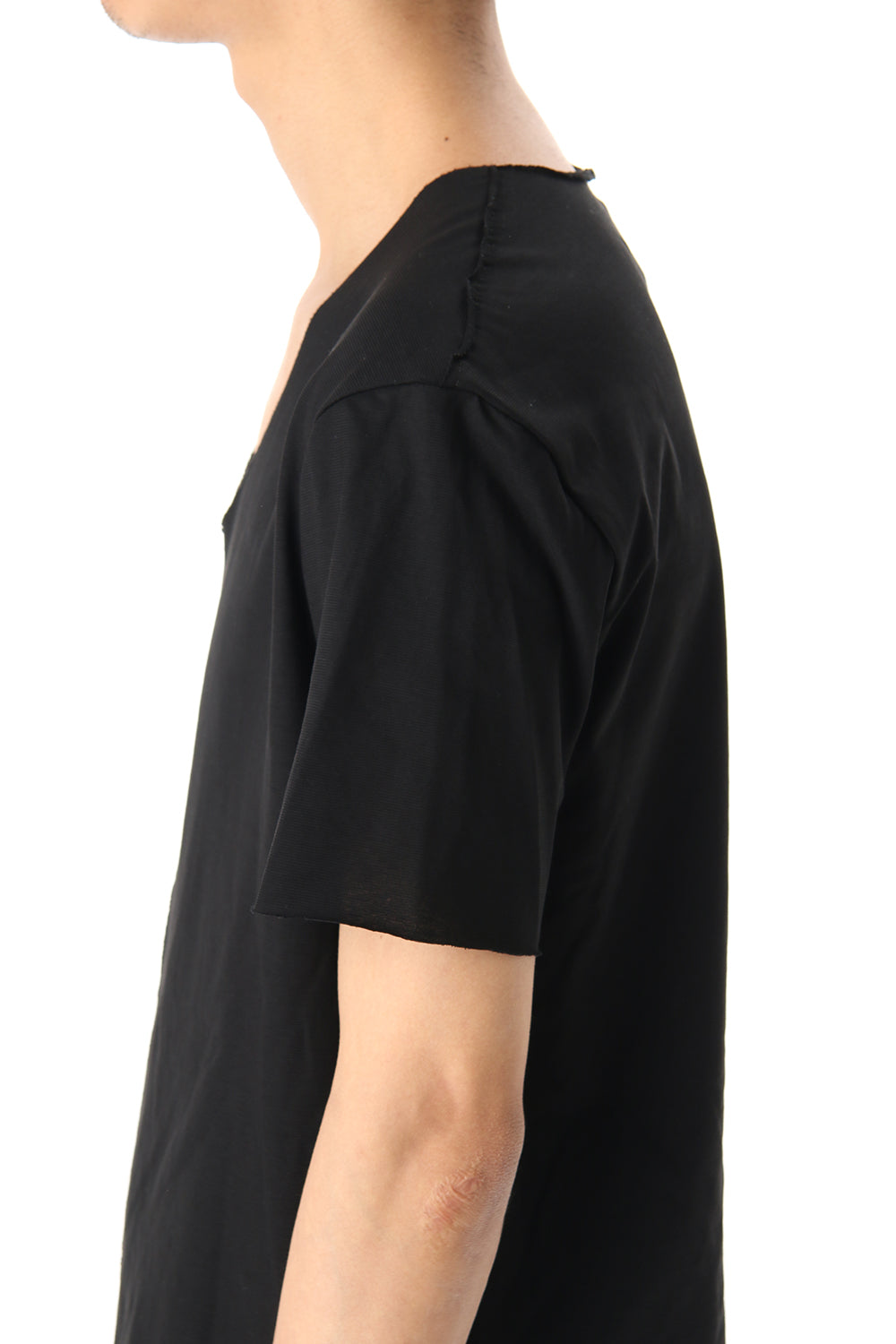 Layered cutsew V-neck - Black
