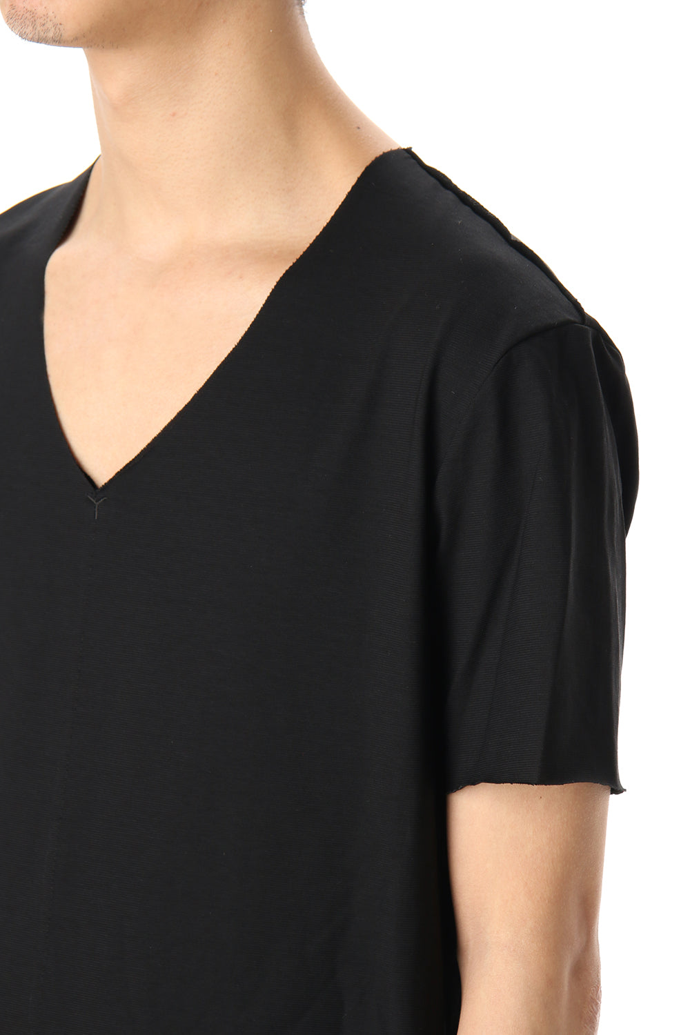 Layered cutsew V-neck - Black