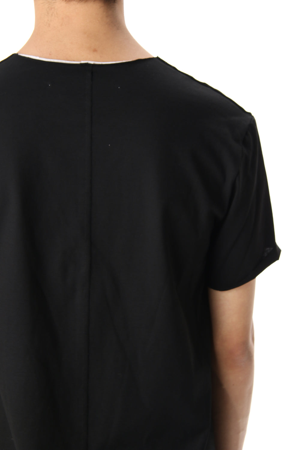 Layered cutsew V-neck - White / Black