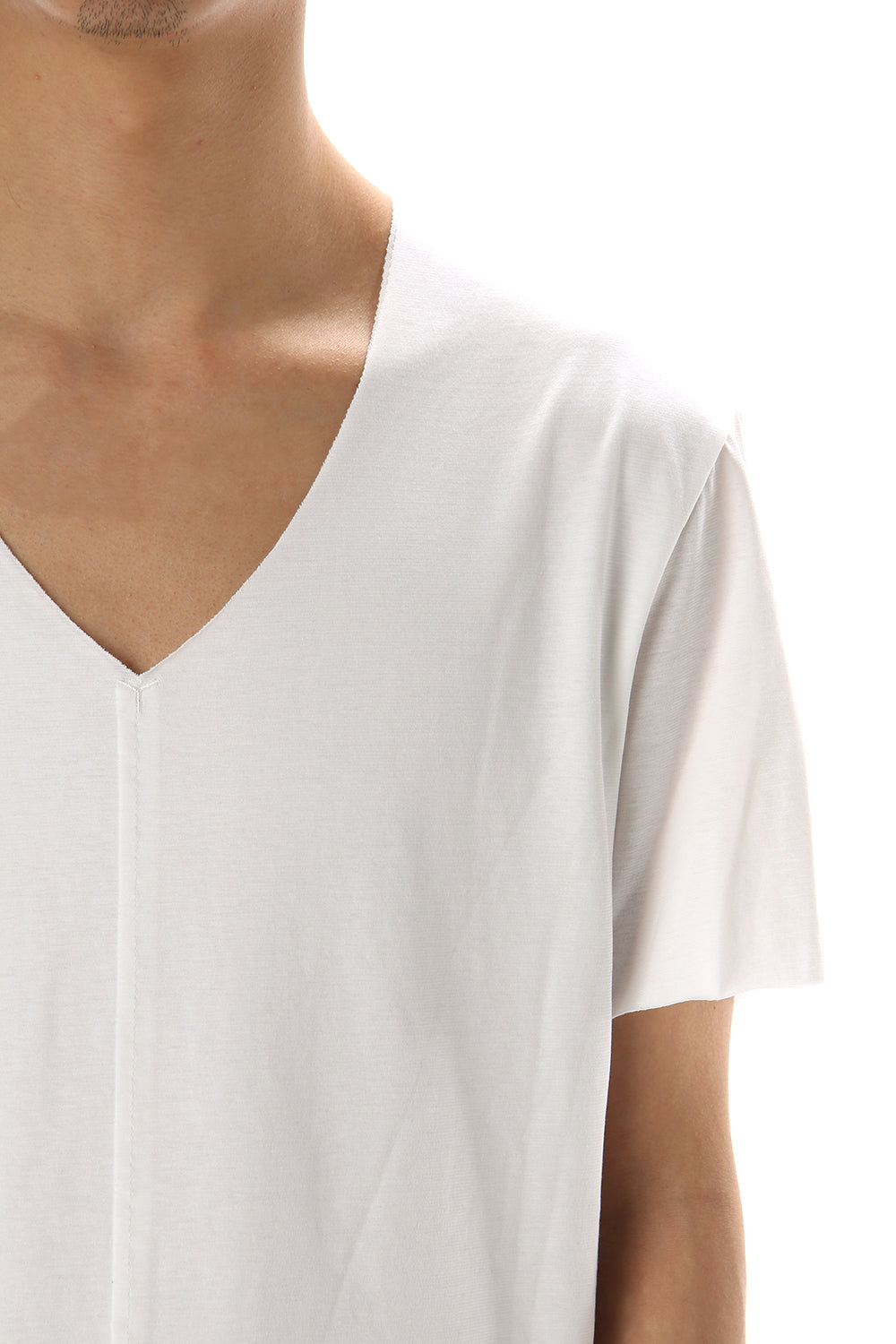 Layered cutsew V-neck - White