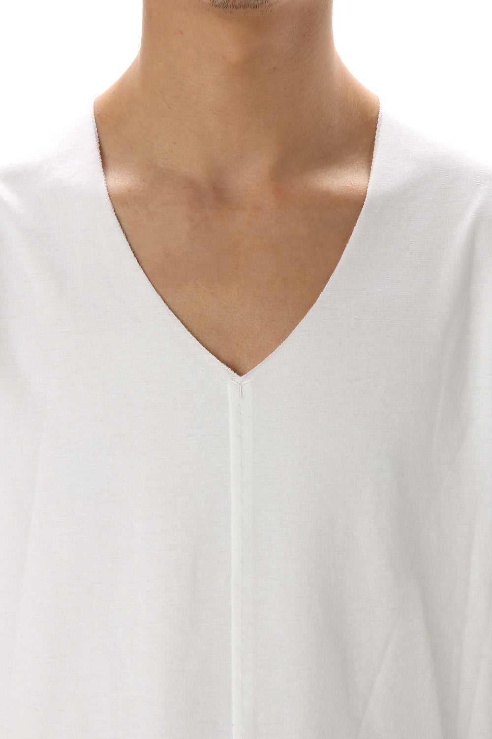 Layered cutsew V-neck - White