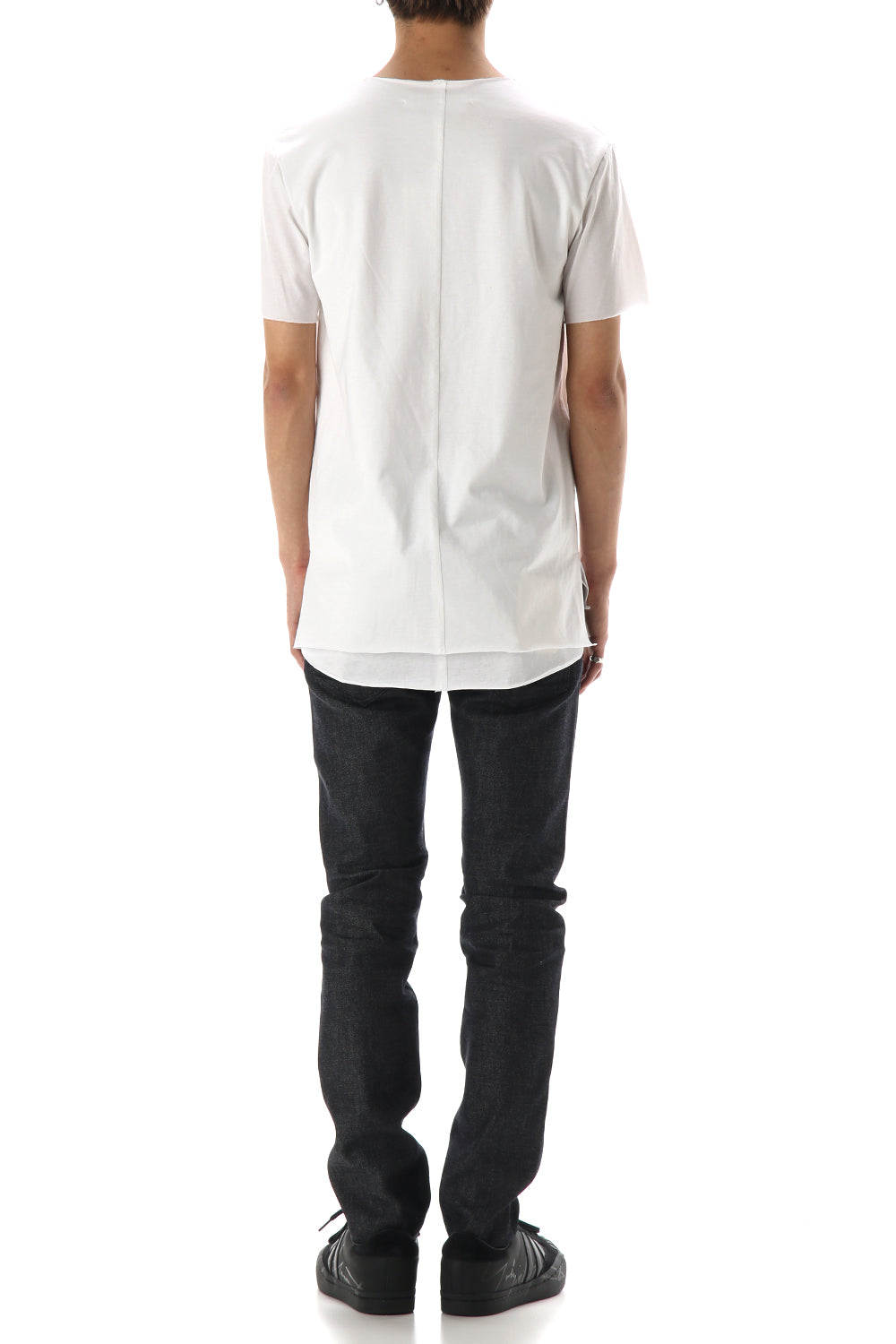 Layered cutsew V-neck - White