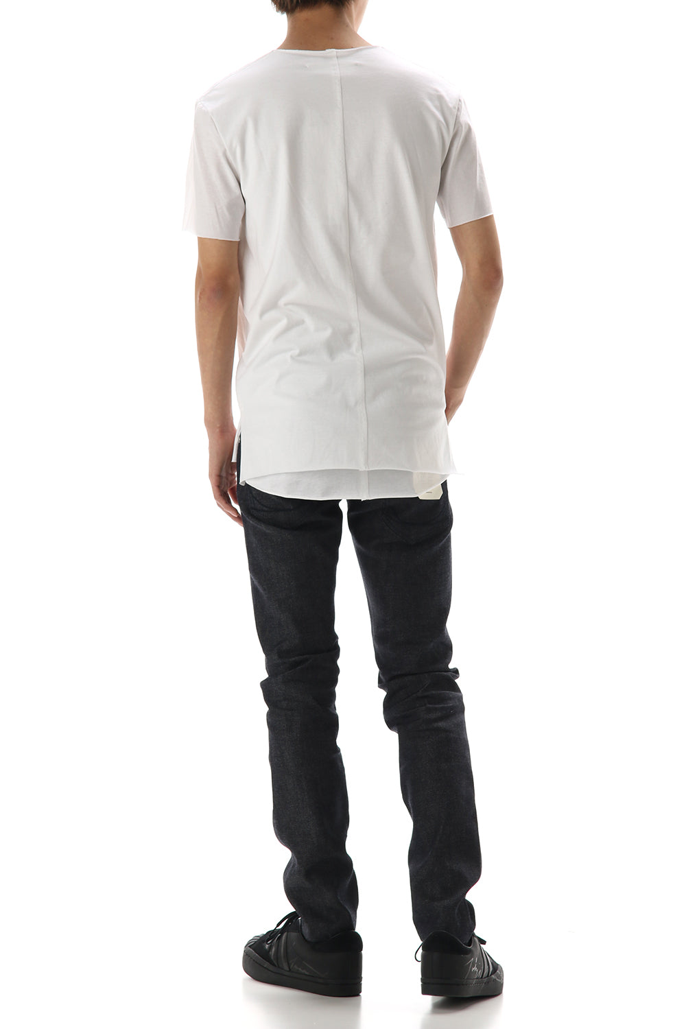 Layered cutsew V-neck - White