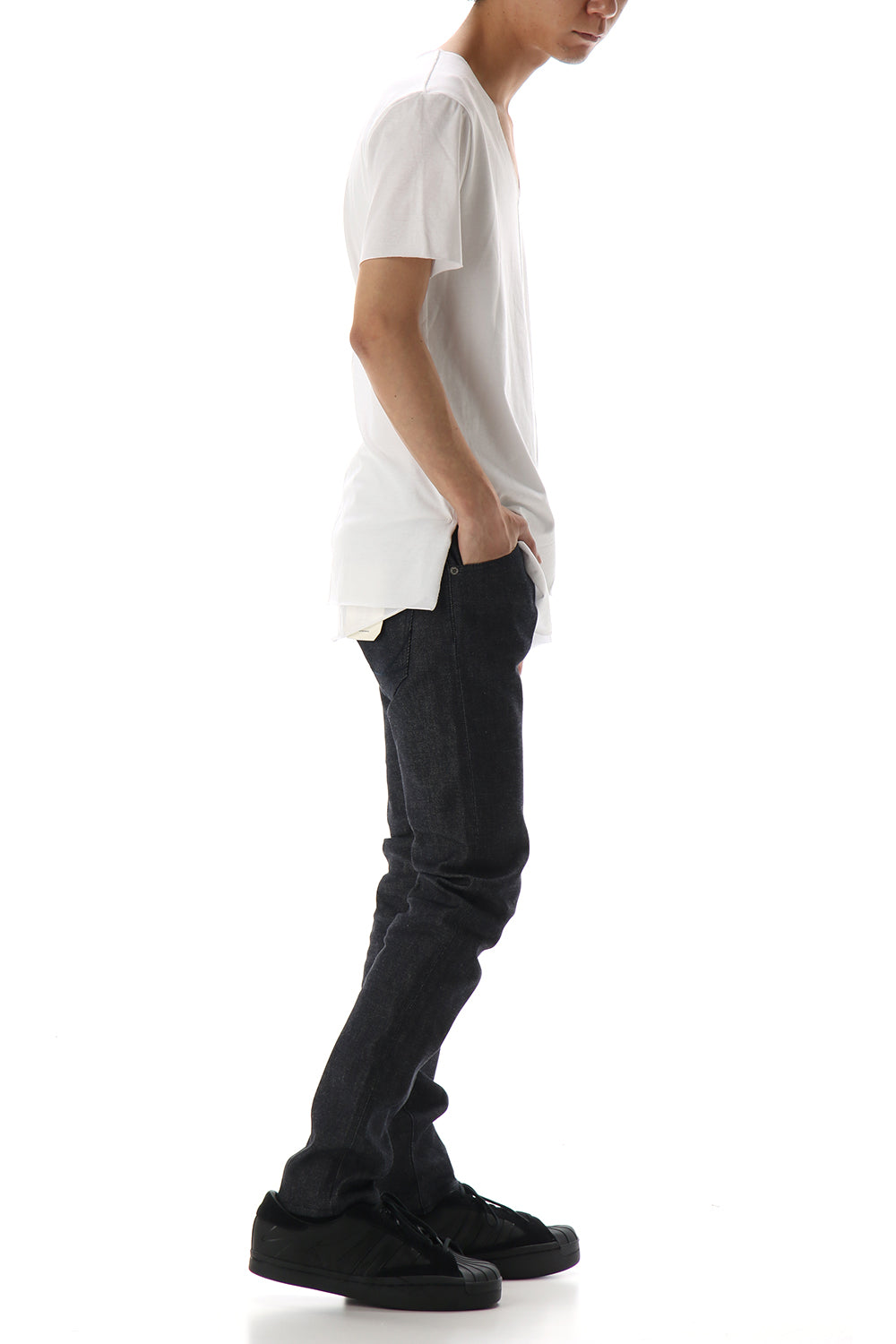 Layered cutsew V-neck - White