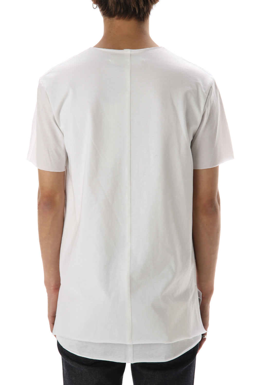 Layered cutsew V-neck - White