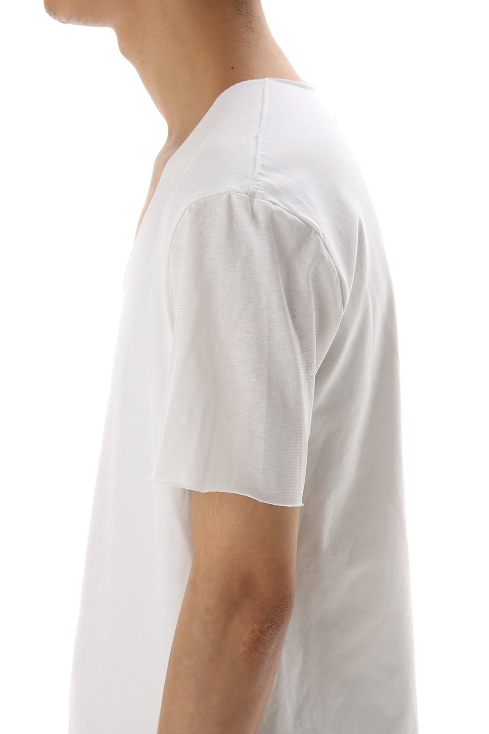 Layered cutsew V-neck - White