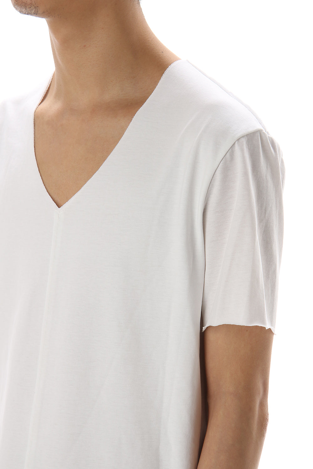 Layered cutsew V-neck - White