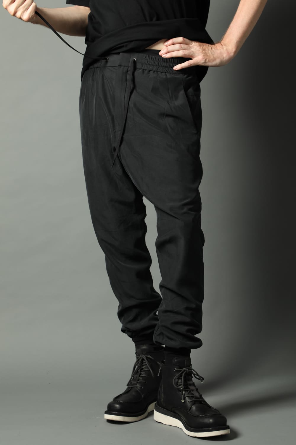 Jogger pants rayon/polyester poplin  Black