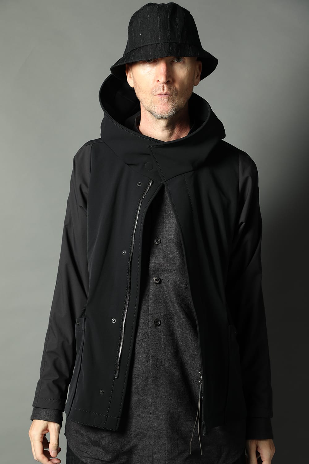 Hooded jacket merino wool jersey bonding