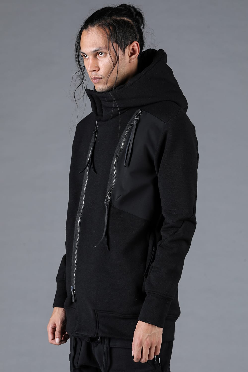 Wool Untwisted Yarn Backed Double-breasted Hooded Jacket