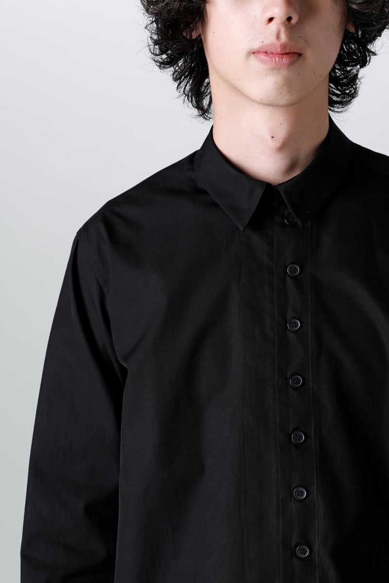 100/2 Cotton broad Napoleon shirt Black