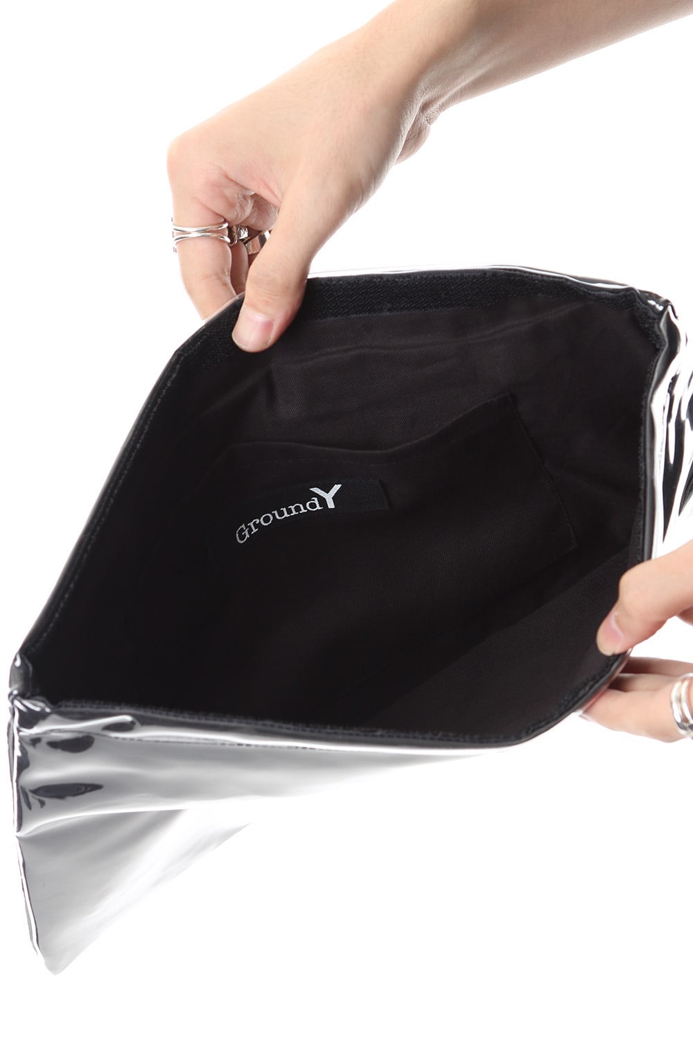 Polyvinyl Chloride Clutch bag Black