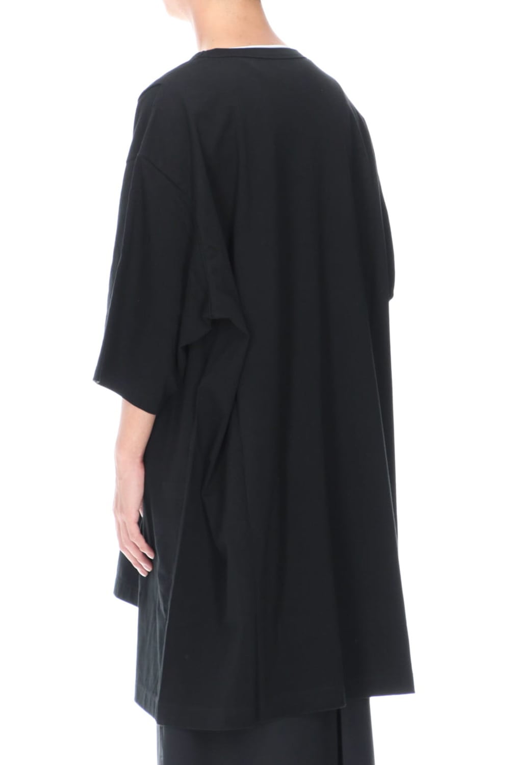 ジャージー オープン ボタン ショートスリーブ ジャンボ T ブラック