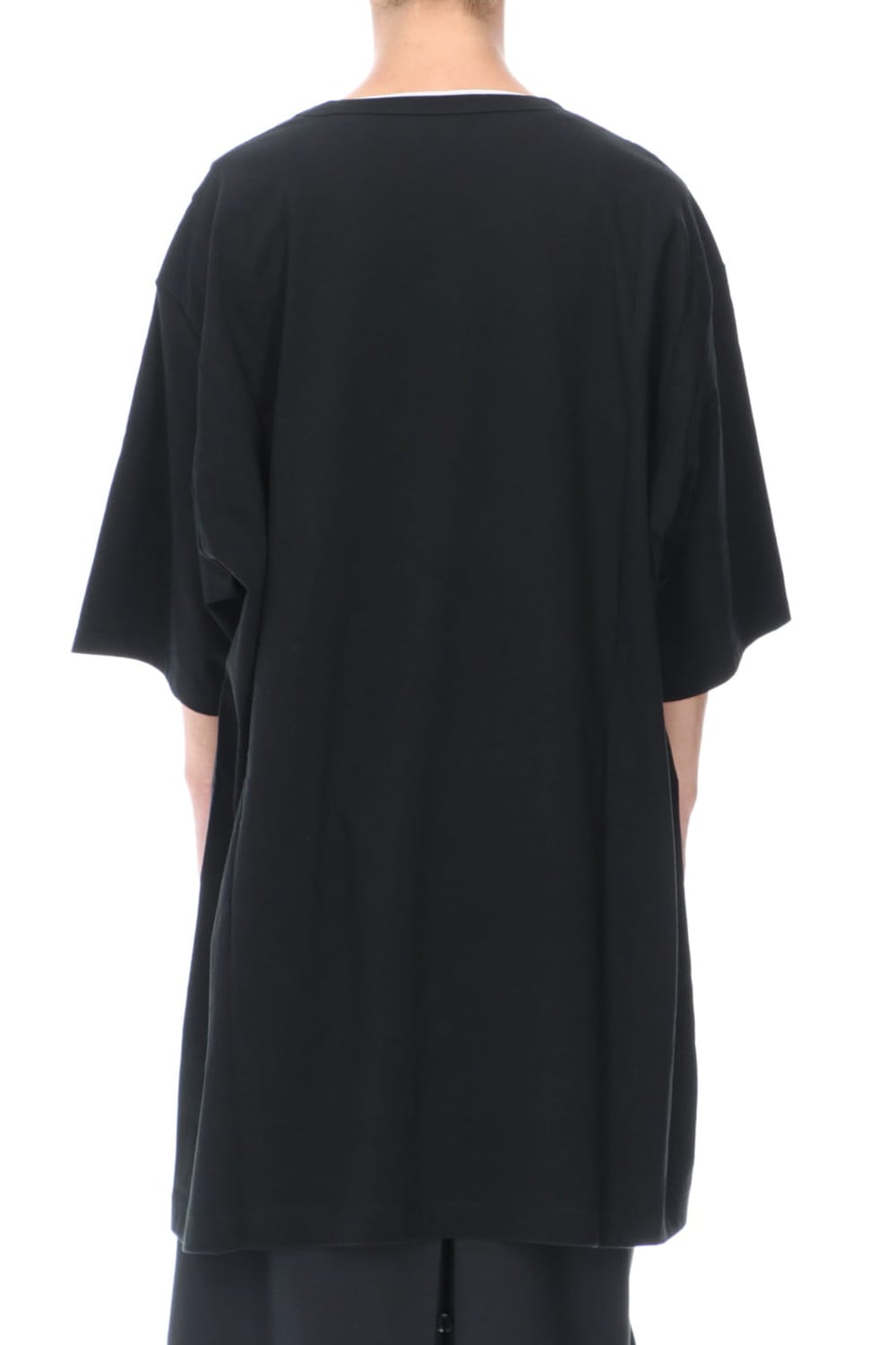 ジャージー オープン ボタン ショートスリーブ ジャンボ T ブラック