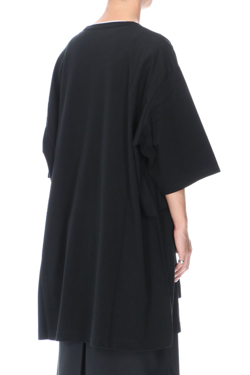 ジャージー オープン ボタン ショートスリーブ ジャンボ T ブラック