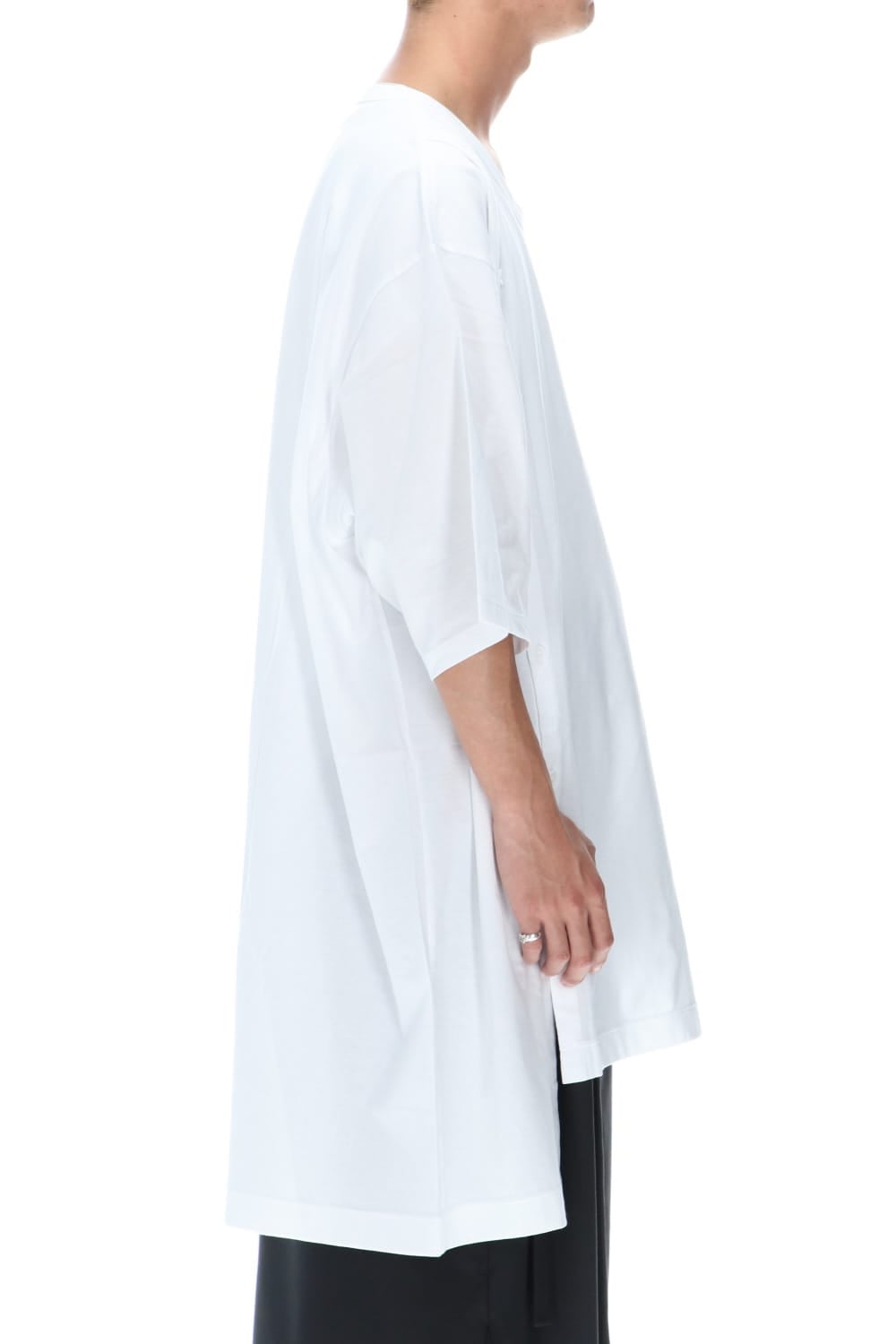 ジャージー オープン ボタン ショートスリーブ ジャンボ T ホワイト