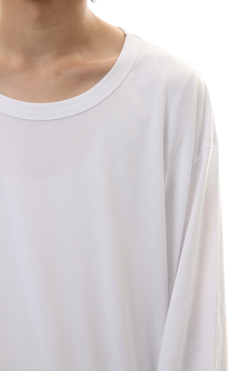 Side button Long sleeve Jumbo tee White