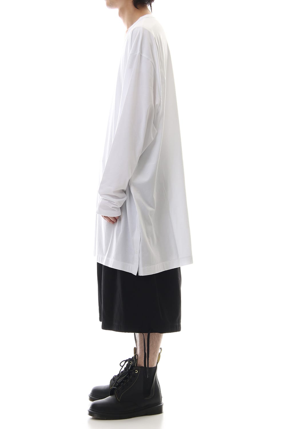 Side button Long sleeve Jumbo tee White