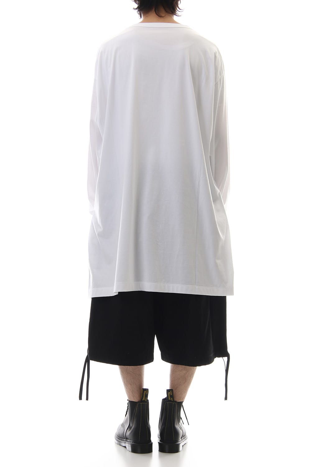 Side button Long sleeve Jumbo tee White