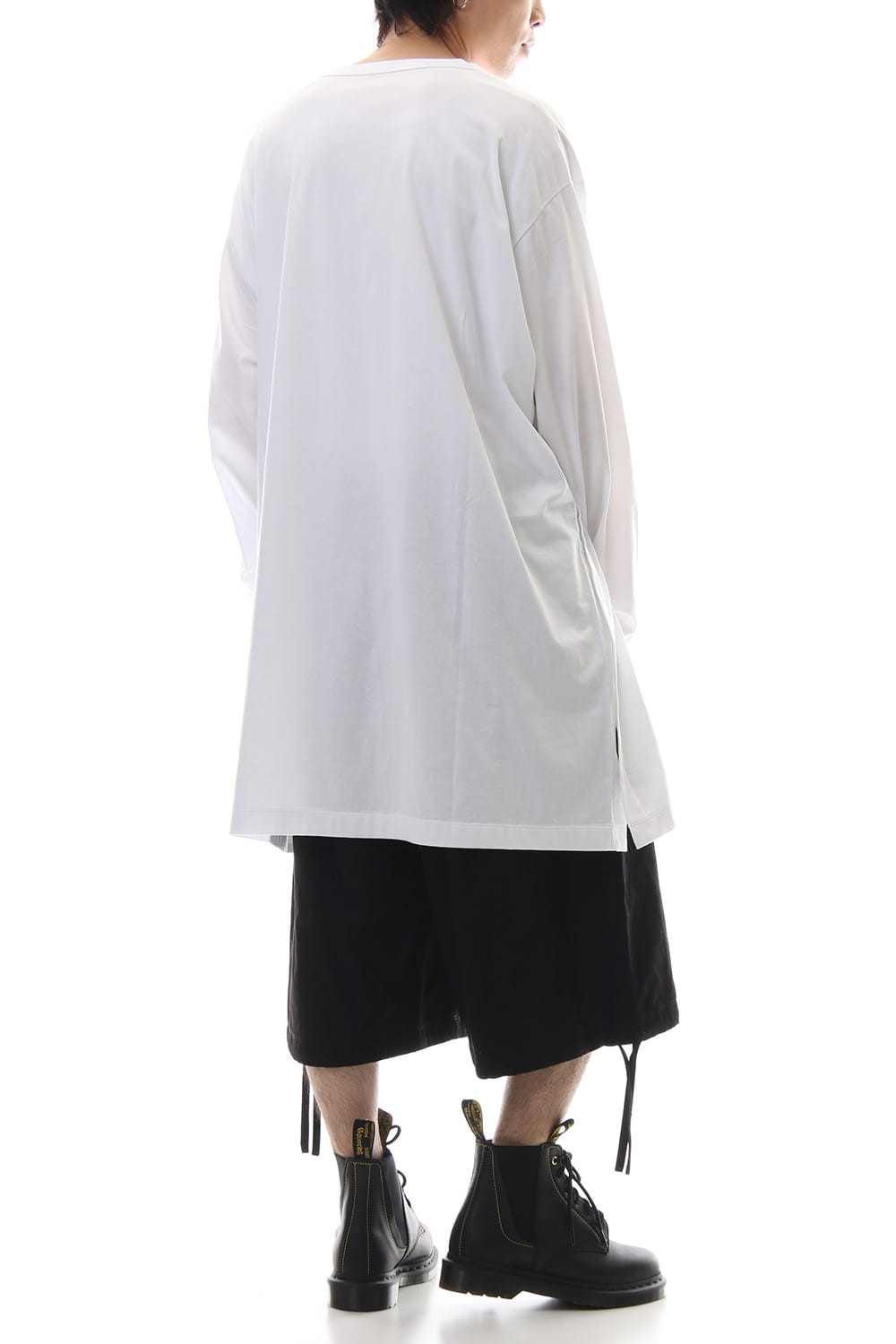 Side button Long sleeve Jumbo tee White