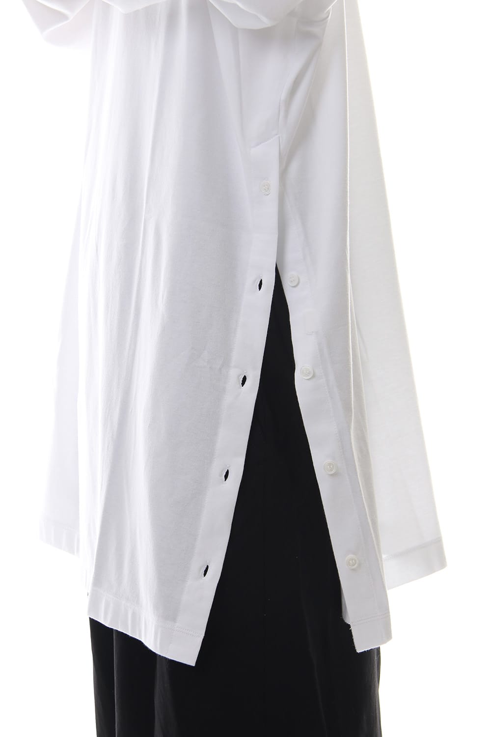 Side button Long sleeve Jumbo tee White