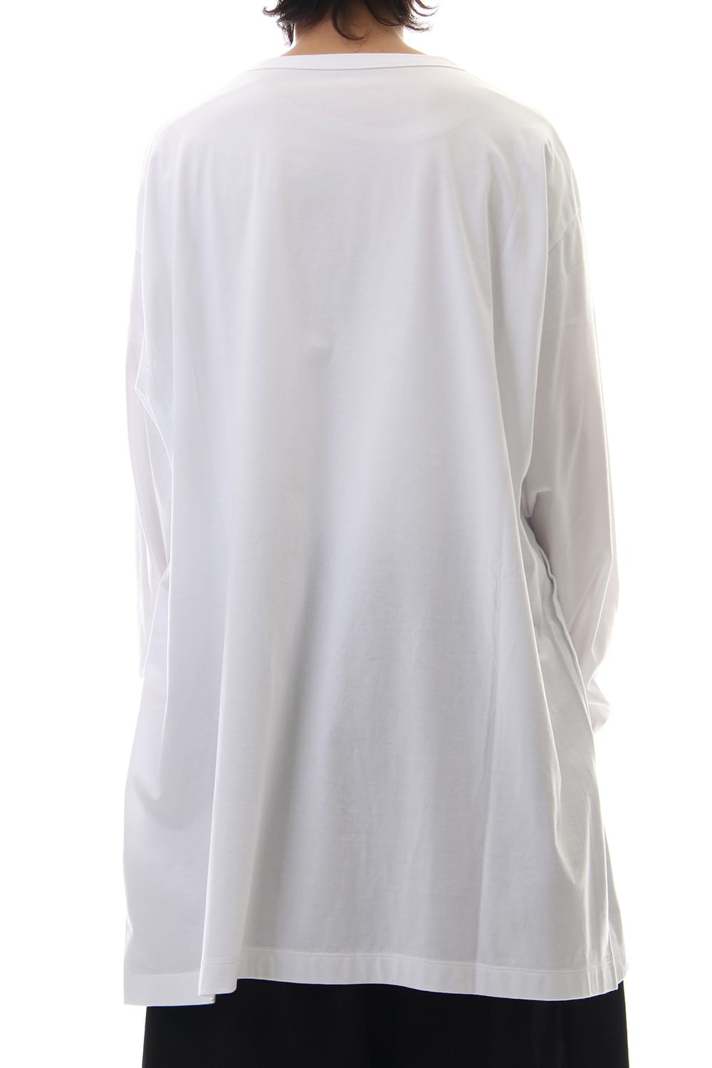 Side button Long sleeve Jumbo tee White