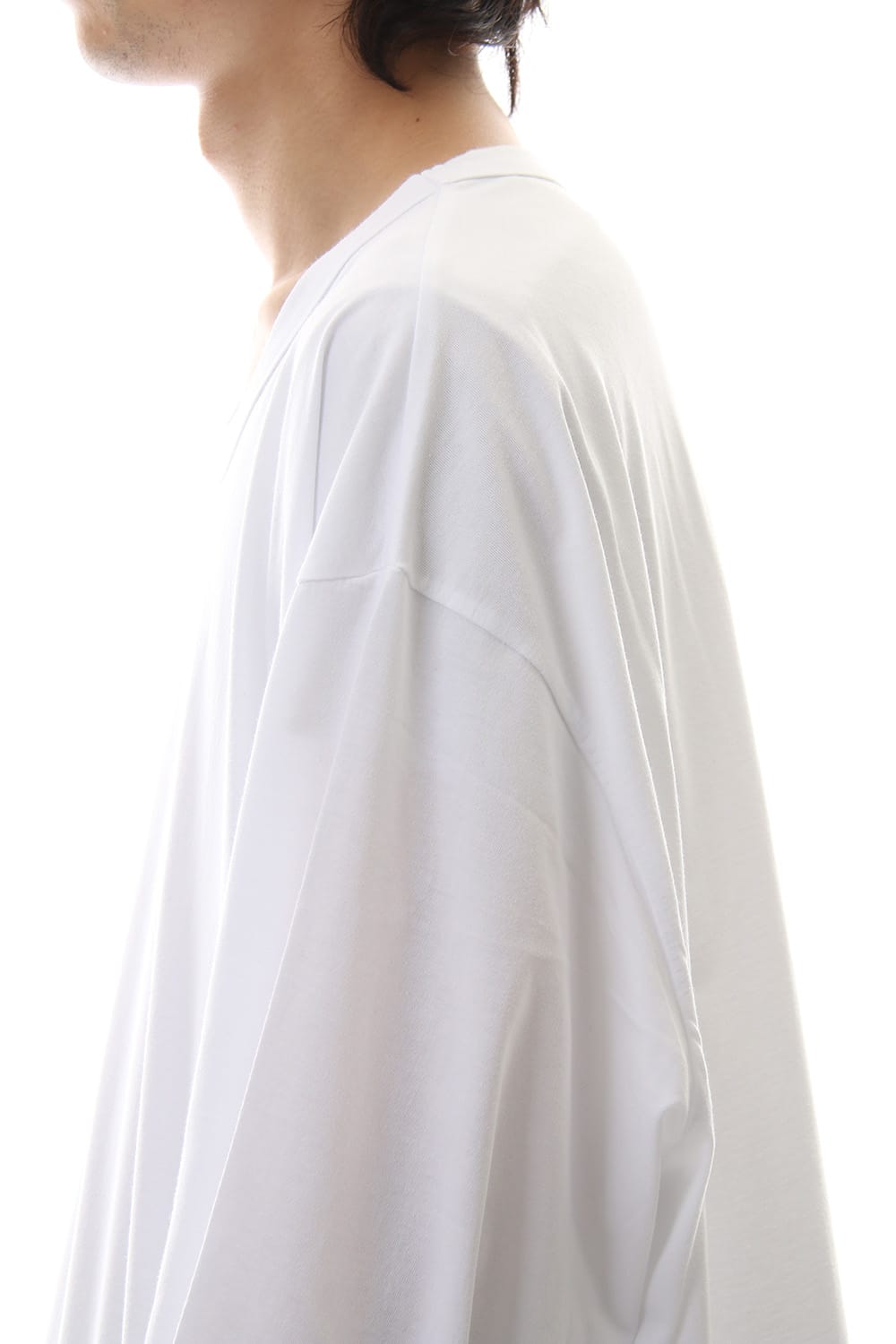 Side button Long sleeve Jumbo tee White