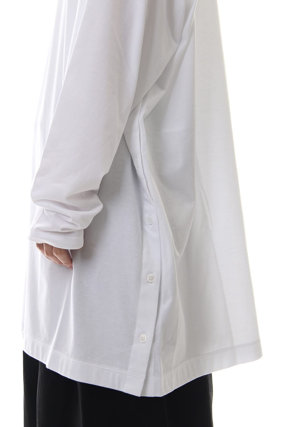 Side button Long sleeve Jumbo tee White