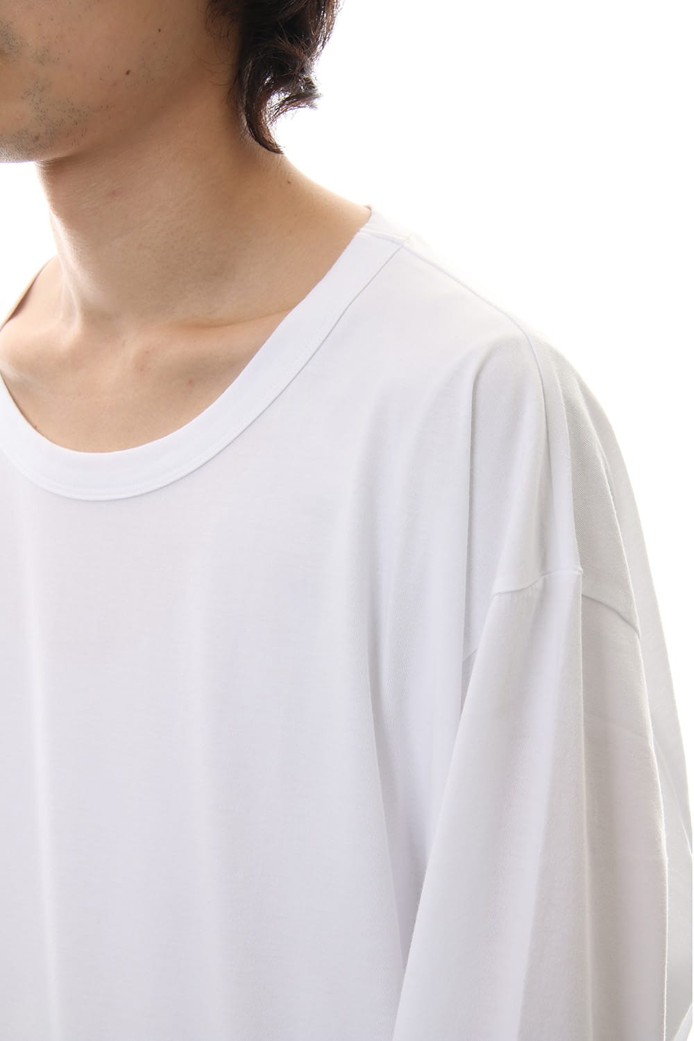 Side button Long sleeve Jumbo tee White