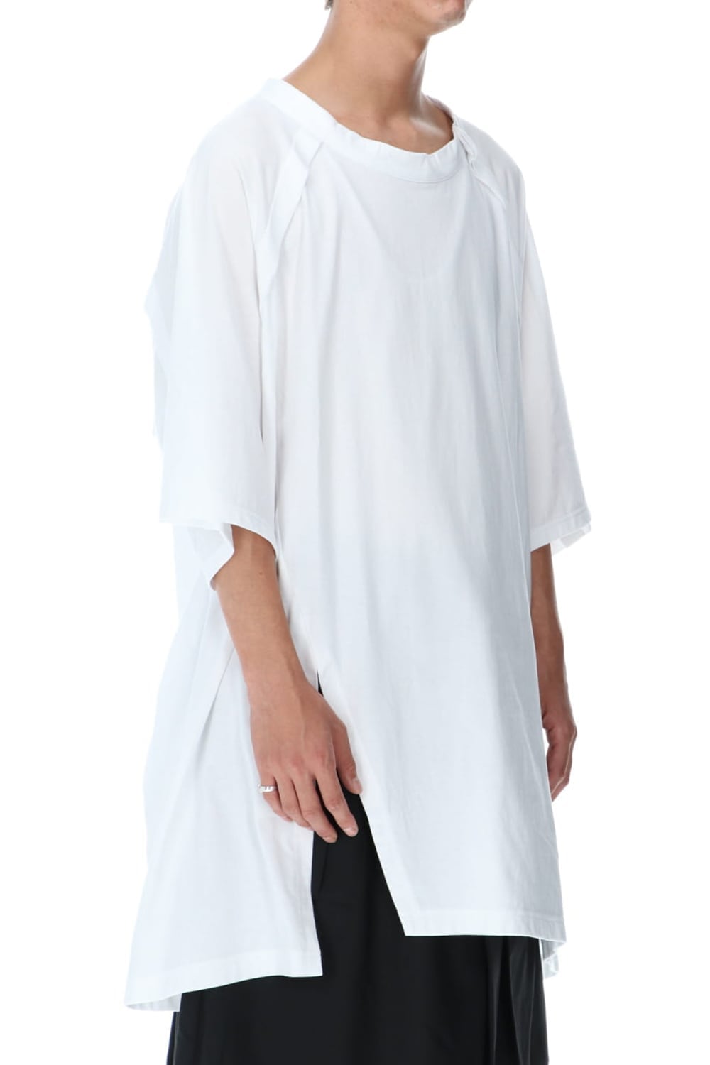 Front Raglan Slit Short Sleeve Tee White