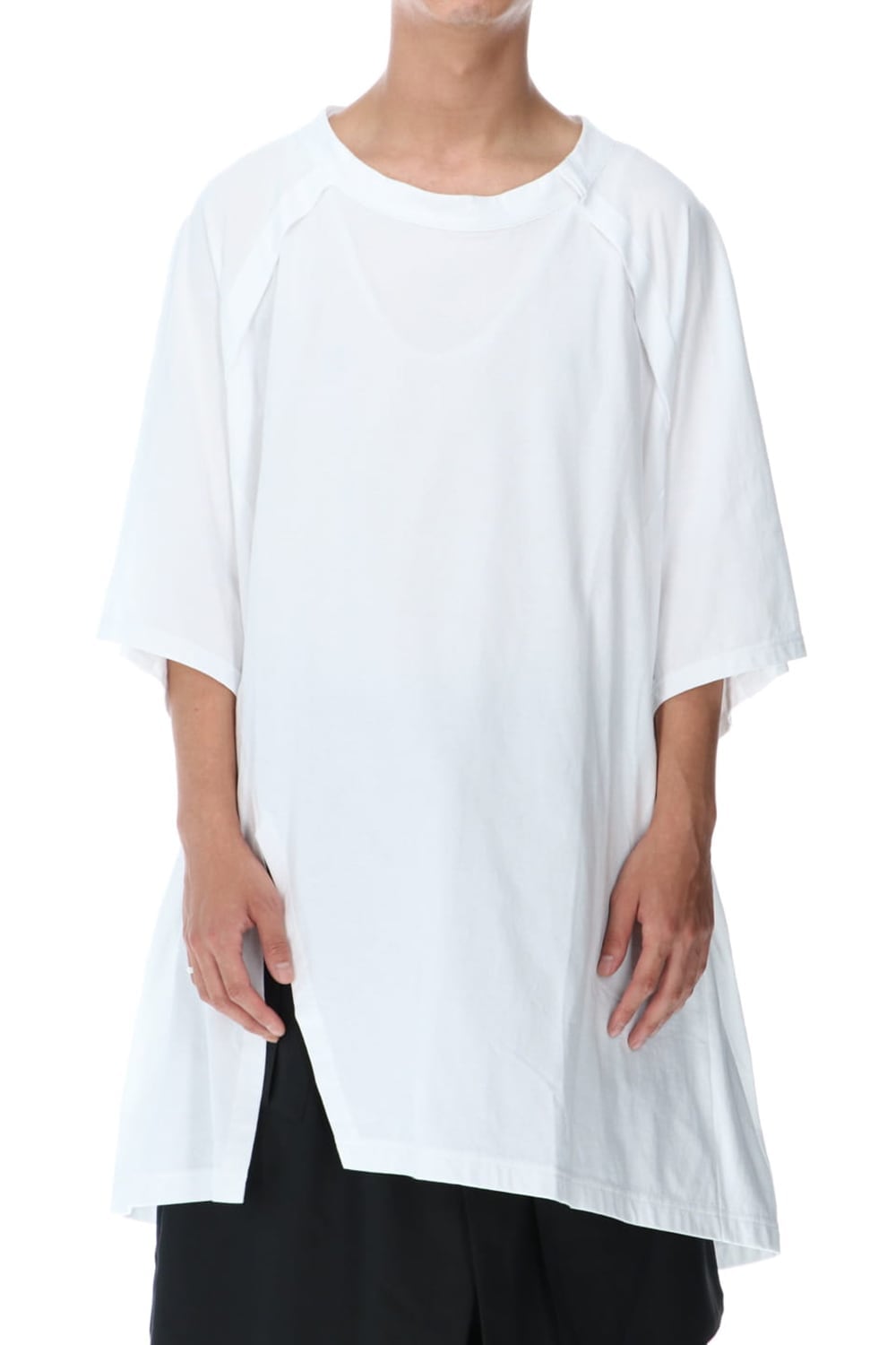 Front Raglan Slit Short Sleeve Tee White